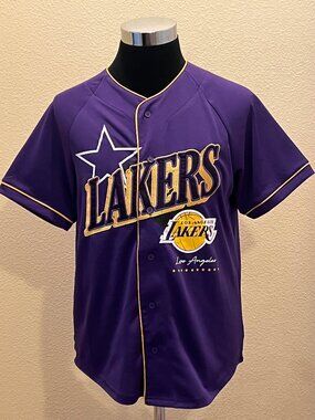 Los Angeles Lakers NBA Jersey Mens Small Purple Button-Up